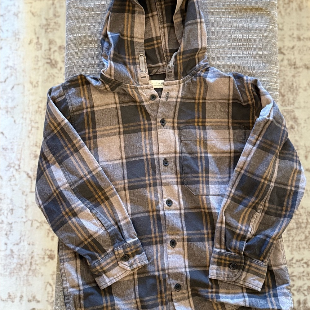Zara Kids Brown Plaid Button Down Shirt